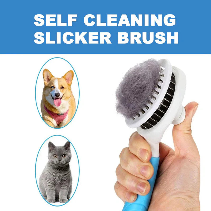 Animal Grooming Brushes - Self Cleaning Pet Hair Remover Brush for Dogs Cats Pets Dematting Comb